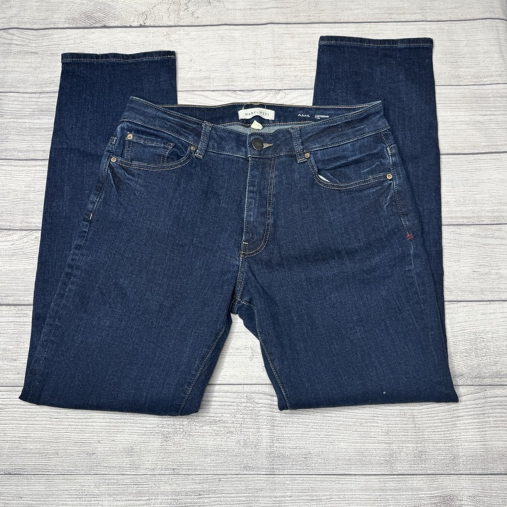 Warp + Weft‎ AMS Amsterdam Slim Men's Denim Jeans Pants Midnight Dark Wash 33x32